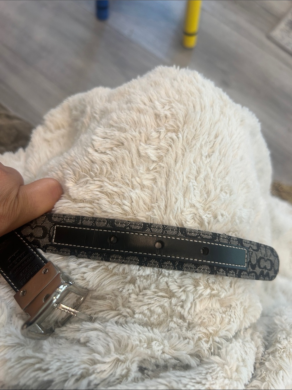 Coach Black & Gray Signature Monogram Belt with Silver Hardware Sz M - Picture 15 of 15